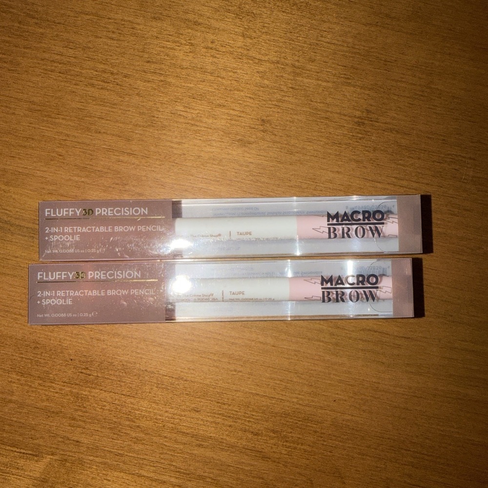 NEW The Creme Shop Macro Brow 2 In 1 Retractable Brow Pencil & Spoolie Taupe x 2